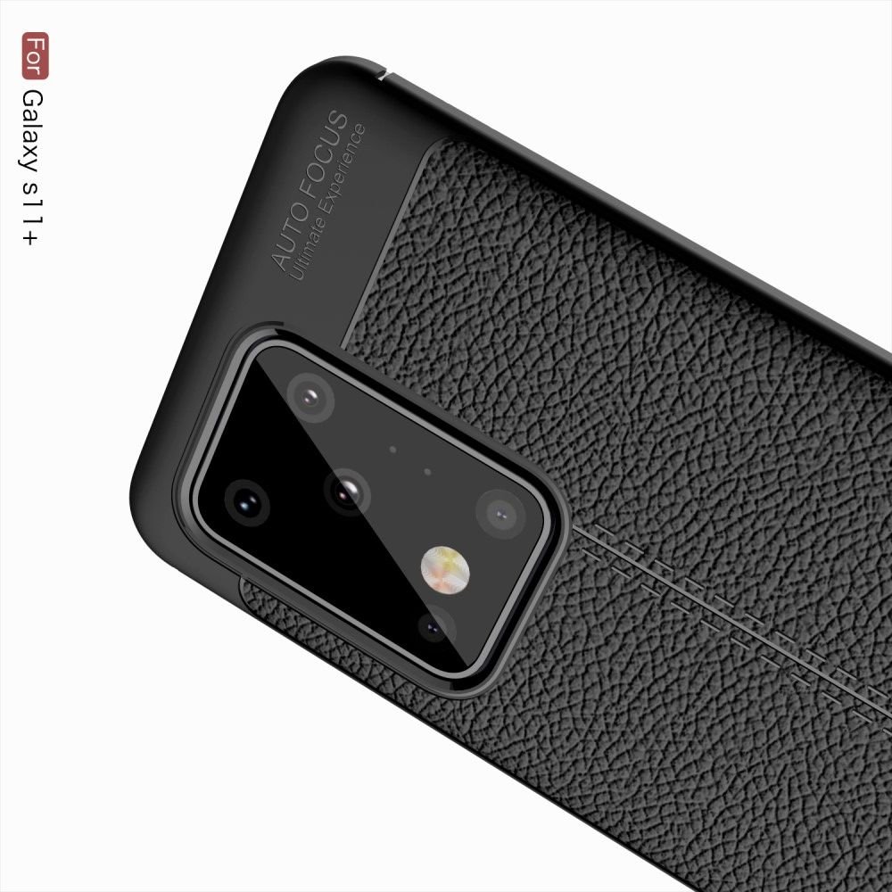 Leather Litchi силиконовый чехол накладка для Samsung Galaxy S20 Ultra - Черный