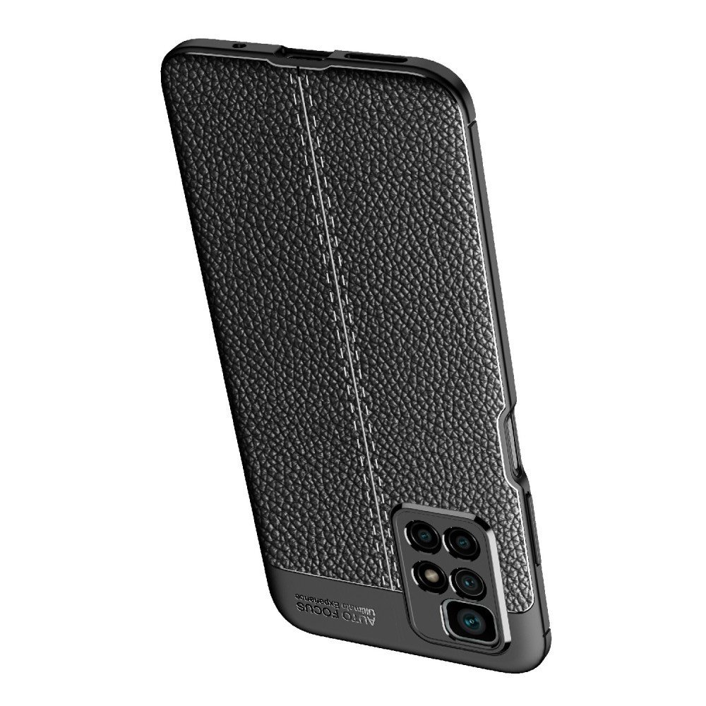 Leather Litchi силиконовый чехол накладка для Xiaomi Redmi 10 - Черный