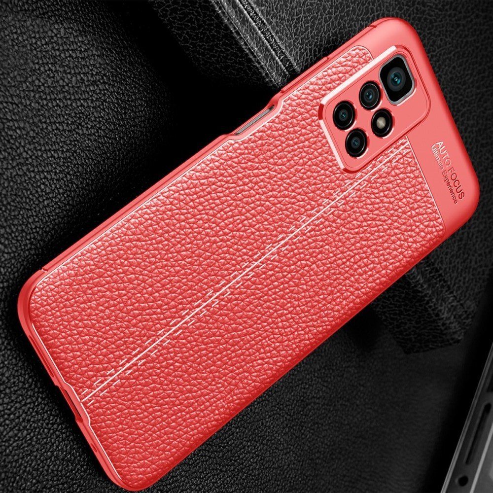 Leather Litchi силиконовый чехол накладка для Xiaomi Redmi 10 - Красный