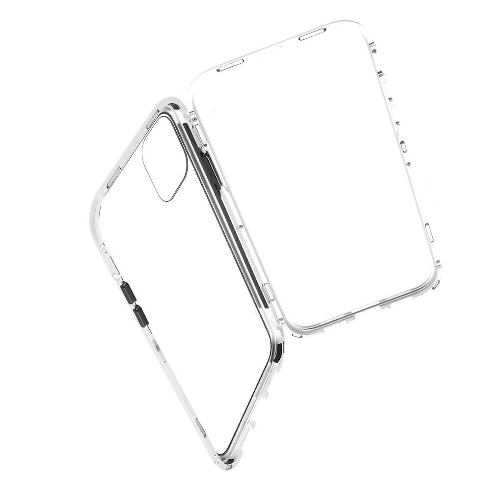 Магнитный Стеклянный Чехол с Металлическим Бампером для iPhone 11 Pro Max Белый