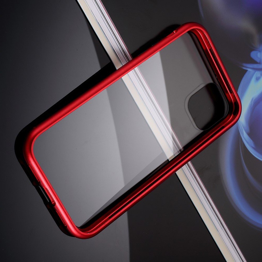 Магнитный Стеклянный Чехол с Металлическим Бампером для iPhone 11 Pro Max Красный
