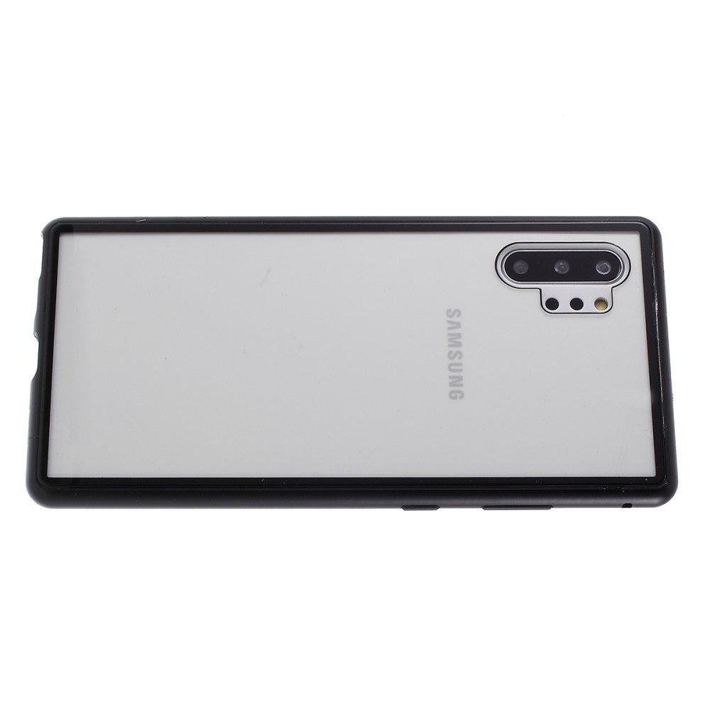 Магнитный Стеклянный Чехол с Металлическим Бампером для Samsung Galaxy Note 10 Plus / 10+ Черный