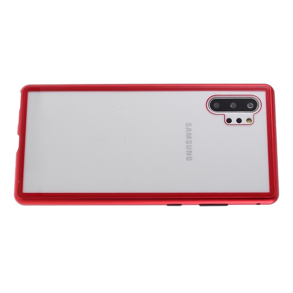 Магнитный Стеклянный Чехол с Металлическим Бампером для Samsung Galaxy Note 10 Plus / 10+ Красный
