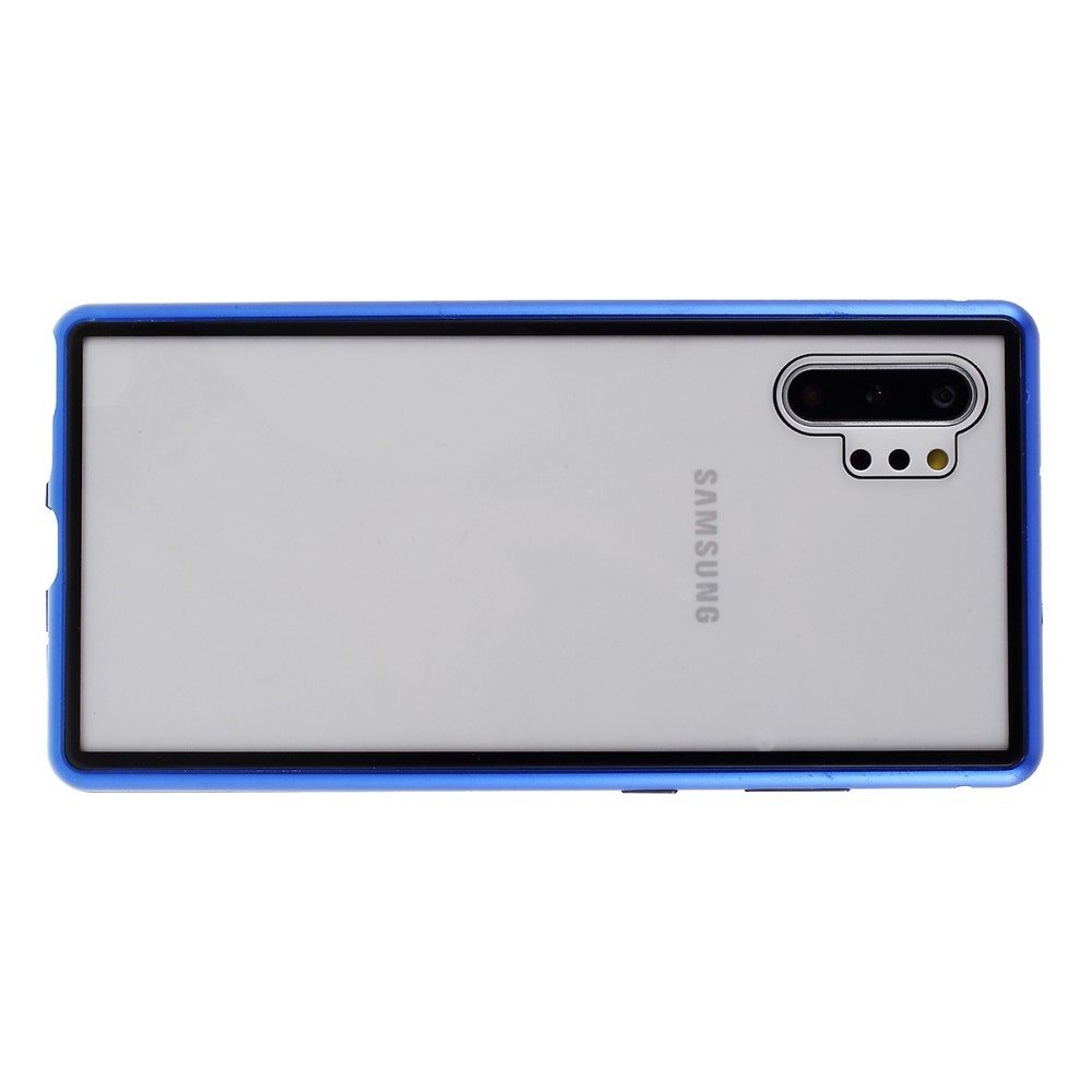 Магнитный Стеклянный Чехол с Металлическим Бампером для Samsung Galaxy Note 10 Plus / 10+ Синий