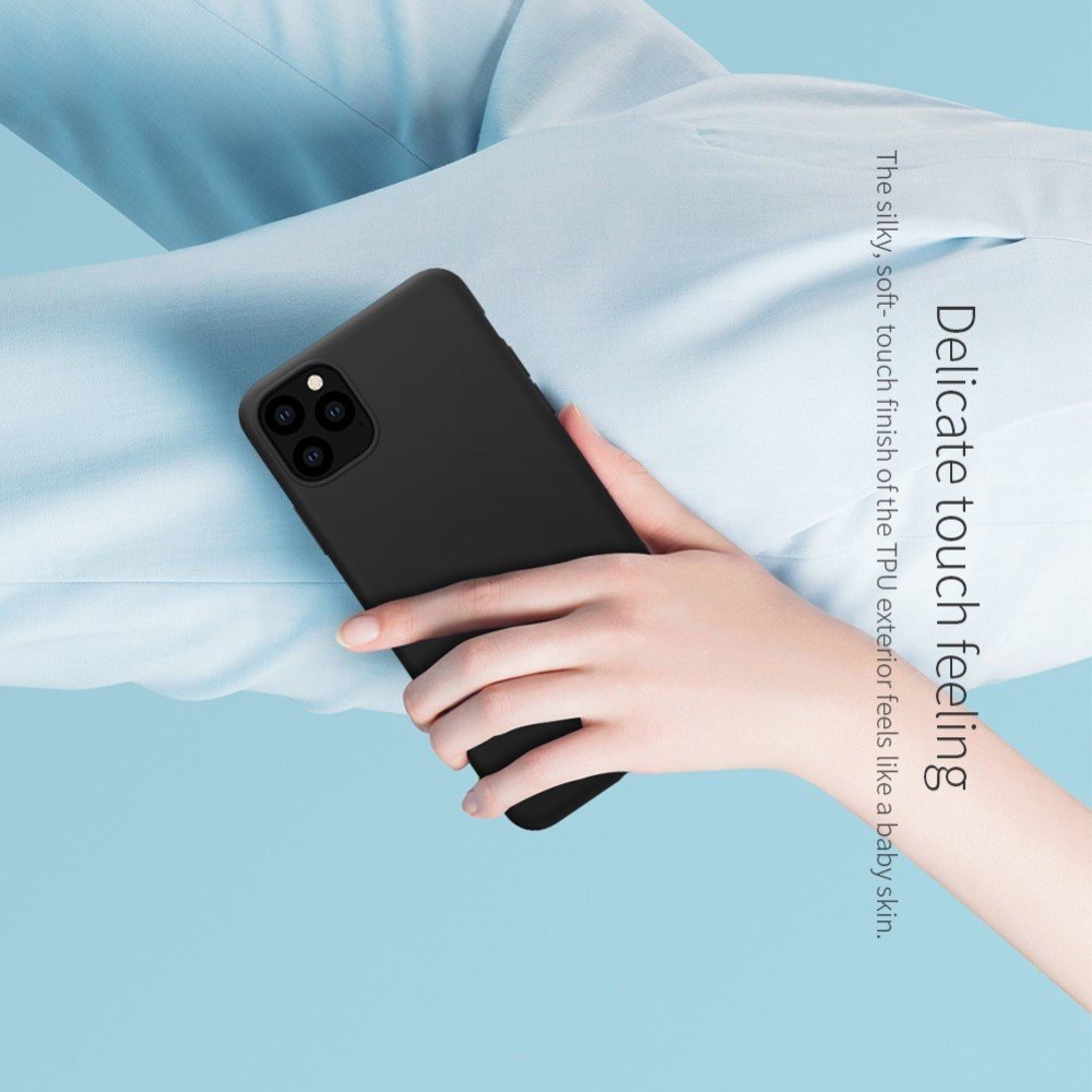 NILLKIN Rubber-wrapped Мягкий силиконовый чехол для iPhone 11 Pro с микрофибровой подкладкой черный