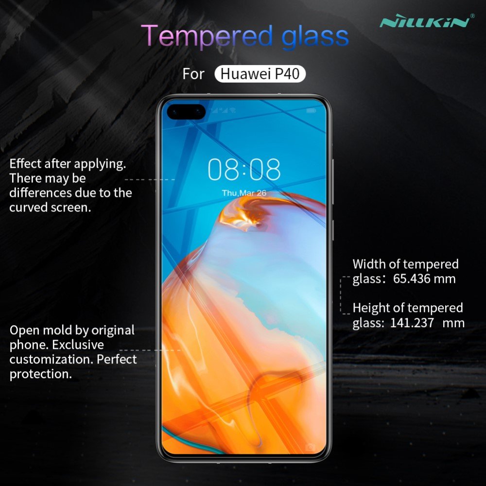 Противоударное закаленное олеофобное защитное стекло на Huawei P40 Nillkin Amazing H