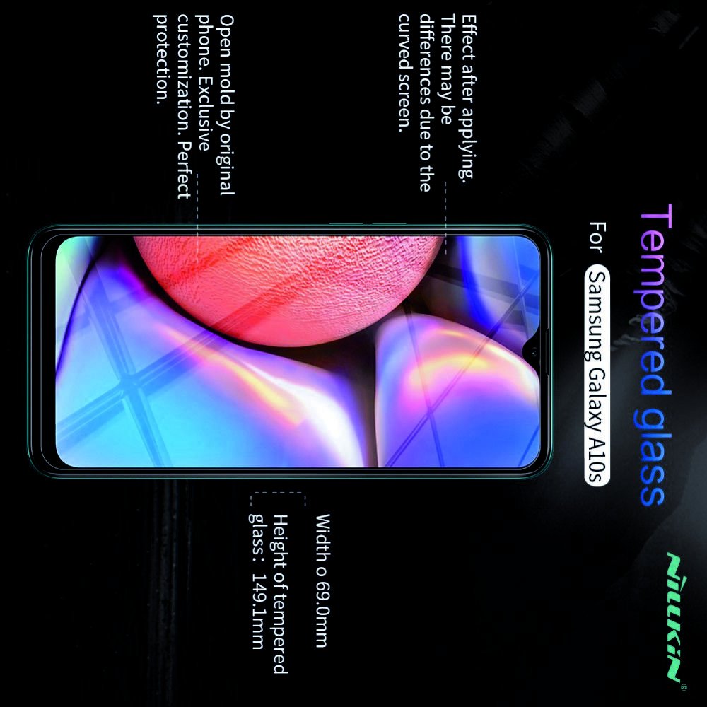 Противоударное закаленное олеофобное защитное стекло на Samsung Galaxy A10s Nillkin Amazing H