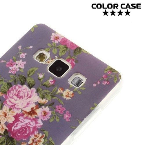 Силиконовый чехол для Samsung Galaxy A5 с орнаментом Розы на фиолетовом