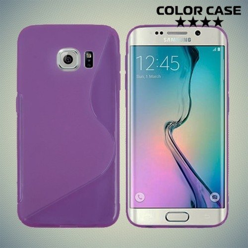 Силиконовый чехол для Samsung Galaxy S6 Edge - фиолетовый S-образный