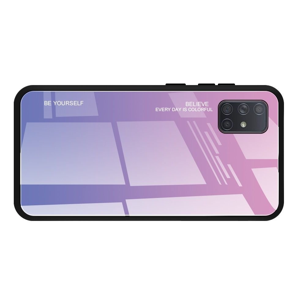 Силиконовый Градиентный Стеклянный Чехол для Samsung Galaxy A71 Розовый