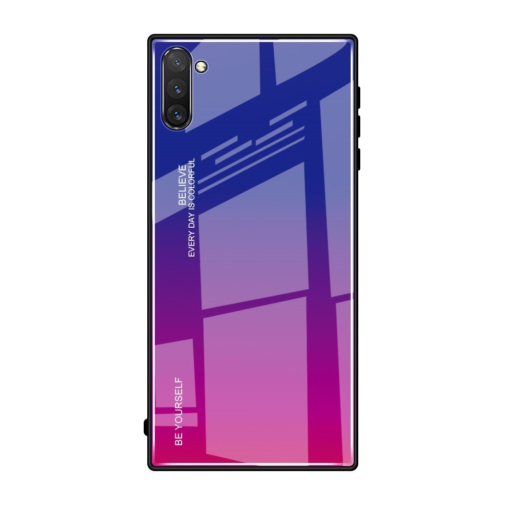 Силиконовый Градиентный Устойчивый к Царапинам Стеклянный Чехол для Samsung Galaxy Note 10 Синий / Розовый