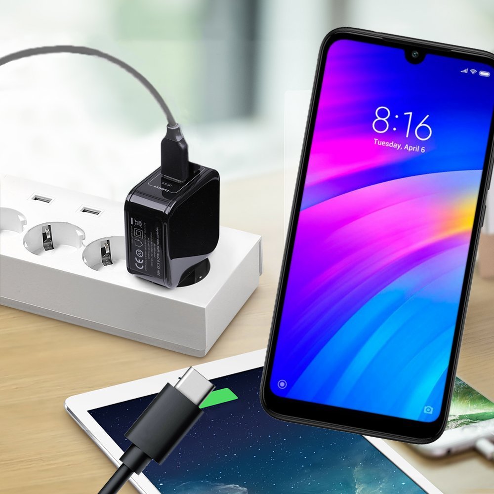 Зарядка для Xiaomi Redmi 7 телефона 2.4А и USB кабель