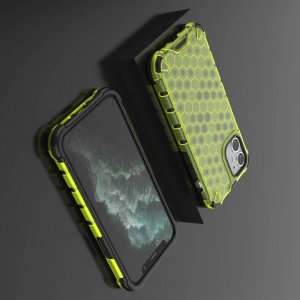 Honeycomb противоударный матовый чехол для iPhone 12 - Зеленый