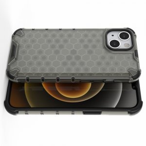 Honeycomb противоударный матовый чехол для iPhone 13 - Черный