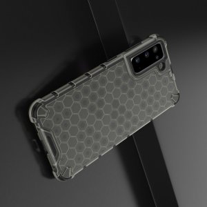 Honeycomb противоударный матовый чехол для Samsung Galaxy S21 - Черный