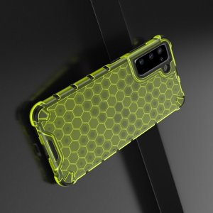 Honeycomb противоударный матовый чехол для Samsung Galaxy S21 - Желтый