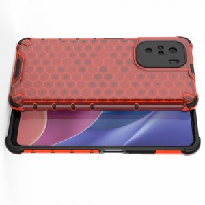 Honeycomb противоударный матовый чехол для Xiaomi POCO F3 - Красный