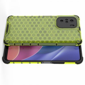 Honeycomb противоударный матовый чехол для Xiaomi POCO F3 - Зеленый