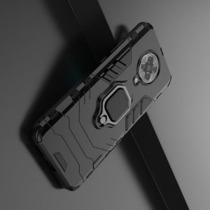 Hybrid Armor Ring Противоударный защитный двухслойный чехол с кольцом под палец подставкой держателем для Xiaomi Poco F2 Pro Черный