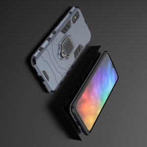 Hybrid Armor Ring Противоударный защитный двухслойный чехол с кольцом под палец подставкой держателем для Xiaomi Redmi 9A Синий
