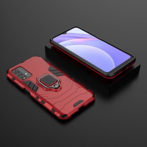 Hybrid Armor Ring Противоударный защитный двухслойный чехол с кольцом под палец подставкой держателем для Xiaomi Redmi 9T Красный