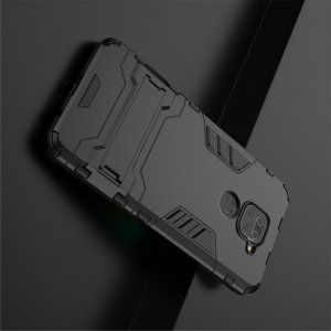 Hybrid Armor Ring Противоударный защитный двухслойный чехол с кольцом под палец подставкой держателем для Xiaomi Redmi Note 9 Черный