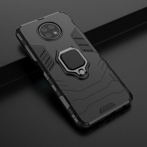 Hybrid Armor Ring Противоударный защитный двухслойный чехол с кольцом под палец подставкой держателем для Xiaomi Redmi Note 9T Черный