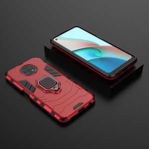 Hybrid Armor Ring Противоударный защитный двухслойный чехол с кольцом под палец подставкой держателем для Xiaomi Redmi Note 9T Красный