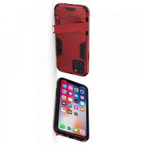 Hybrid Armor Ударопрочный чехол для iPhone 11 Pro Max с подставкой - Красный