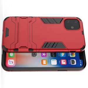 Hybrid Armor Ударопрочный чехол для iPhone 11 с подставкой - Красный