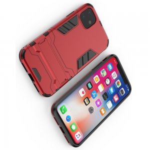 Hybrid Armor Ударопрочный чехол для iPhone 11 с подставкой - Красный