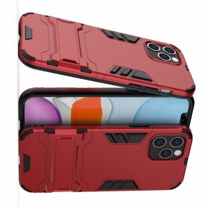 Hybrid Armor Ударопрочный чехол для iPhone 12 Pro 6.1 / Max 6.1 с подставкой - Красный