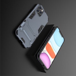 Hybrid Armor Ударопрочный чехол для iPhone 12 Pro 6.1 / Max 6.1 с подставкой - Синий