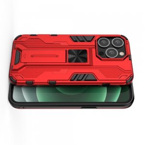 Hybrid Armor Ударопрочный чехол для iPhone 13 Pro Max с подставкой - Красный