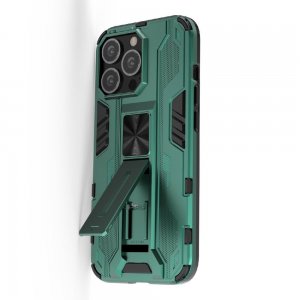 Hybrid Armor Ударопрочный чехол для iPhone 13 Pro Max с подставкой - Зеленый