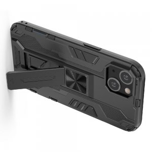 Hybrid Armor Ударопрочный чехол для iPhone 13 с подставкой - Черный