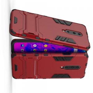 Hybrid Armor Ударопрочный чехол для OnePlus 7T Pro с подставкой - Красный