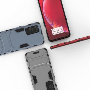 Hybrid Armor Ударопрочный чехол для OnePlus 9 Pro с подставкой - Красный