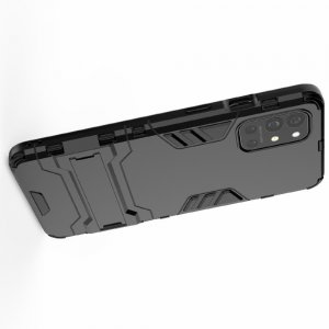 Hybrid Armor Ударопрочный чехол для OnePlus 9R с подставкой - Черный