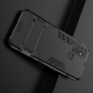 Hybrid Armor Ударопрочный чехол для OnePlus NORD N100 с подставкой - Черный