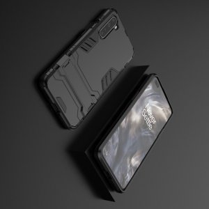 Hybrid Armor Ударопрочный чехол для OnePlus NORD с подставкой - Черный