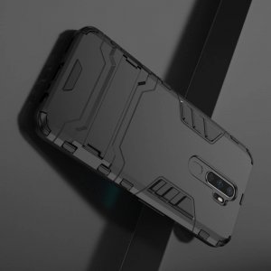 Hybrid Armor Ударопрочный чехол для Oppo A5 (2020) / Oppo A9 (2020) с подставкой - Черный