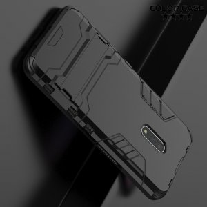 Hybrid Armor Ударопрочный чехол для Oppo K3 / Realme X с подставкой - Черный
