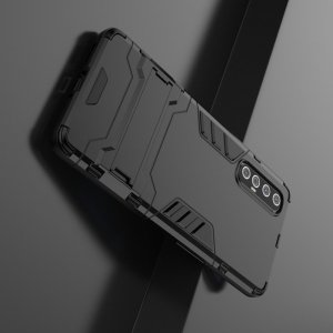 Hybrid Armor Ударопрочный чехол для Oppo Reno 3 Pro с подставкой - Черный