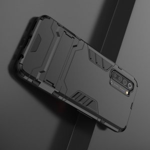 Hybrid Armor Ударопрочный чехол для OPPO Reno 3 с подставкой - Черный