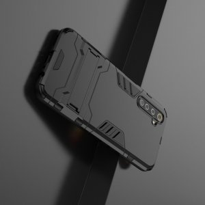 Hybrid Armor Ударопрочный чехол для Realme 6 Pro с подставкой - Черный