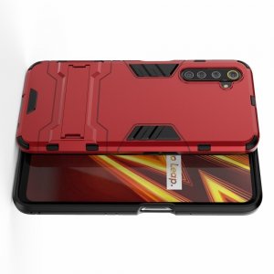 Hybrid Armor Ударопрочный чехол для Realme 6 Pro с подставкой - Красный