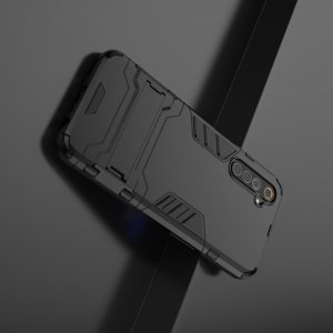 Hybrid Armor Ударопрочный чехол для Realme 6 с подставкой - Черный