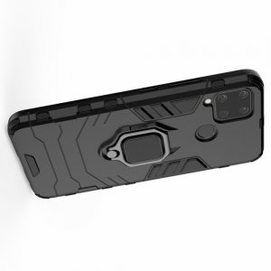 Hybrid Armor Ударопрочный чехол для Realme C15 с подставкой - Черный