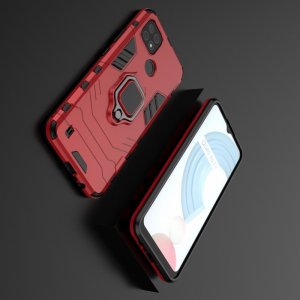 Hybrid Armor Ударопрочный чехол для Realme C21 с подставкой - Красный